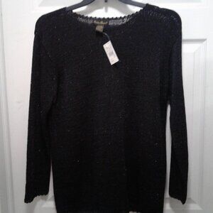 Ashley Stewart Black Ribbon Tunic w/ Sparkles  22/24